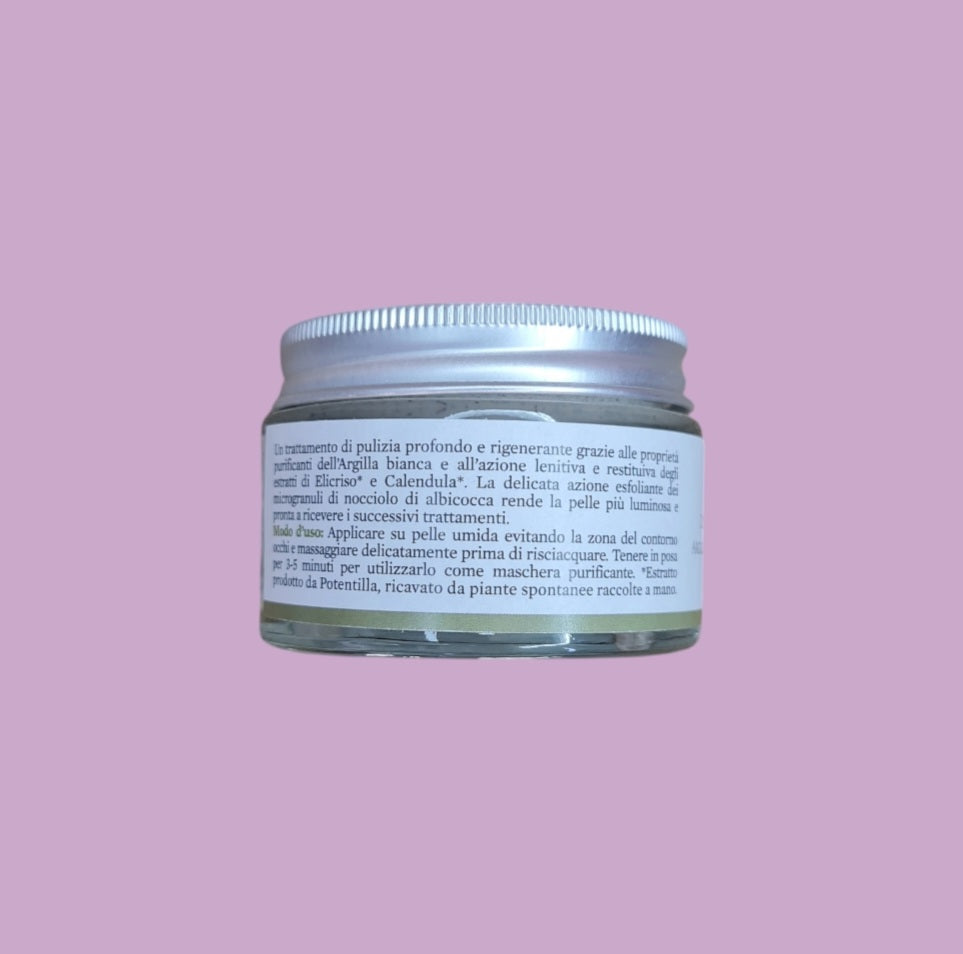 Detergente Viso Esfoliante con Argilla Bianca, Elicriso e Calendula
