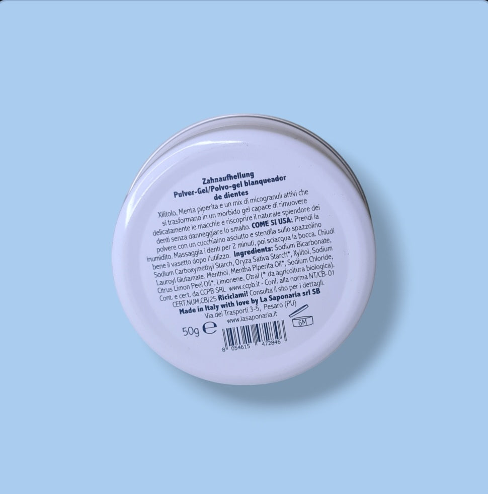 Gel sbiancante denti in polvere