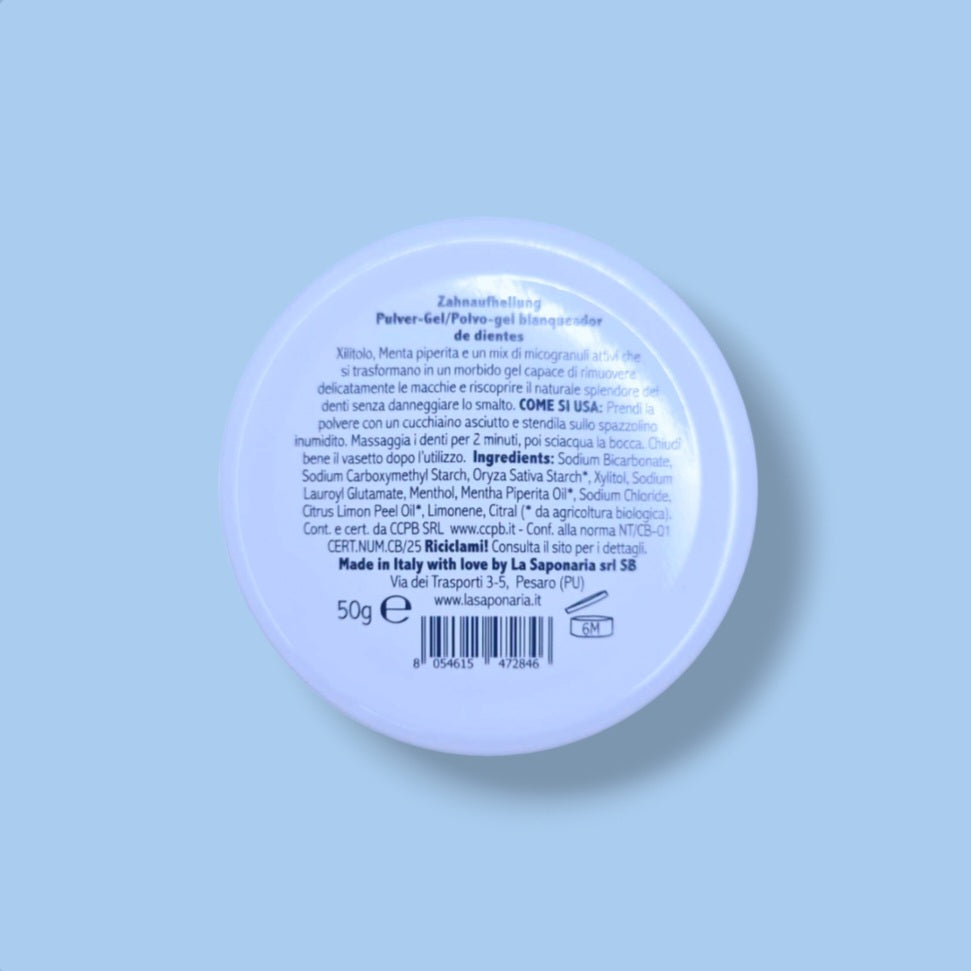 Gel sbiancante denti in polvere