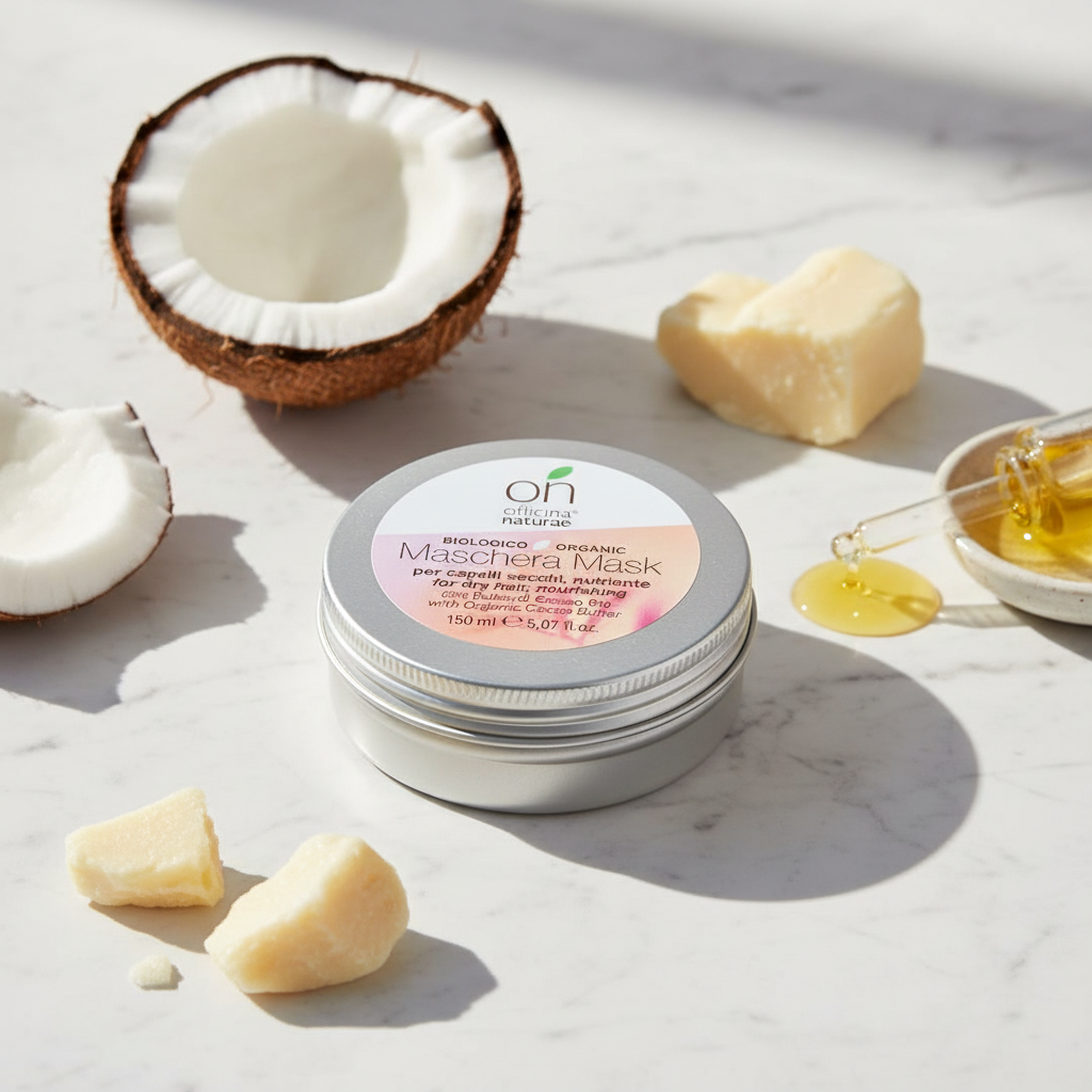 Barattolo di maschera per capelli con coperchio grigio e barattolo argentato