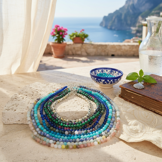 Collana Anfitrite pietra dura naturale regolabile gioiello artigianale italiano