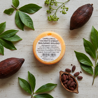 Balsamo solido burro cacao zero waste senza packaging, nutriente naturale plastic-free