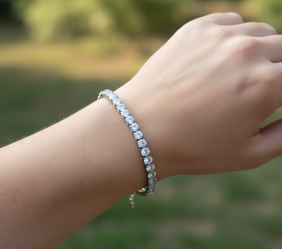 Bracciale Tennis in Acciaio Inox e Zirconi - Unisex