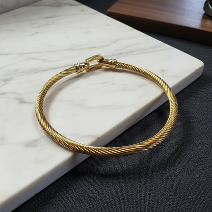 Bracciale Rigido Spirale Acciaio Inox Oro Unisex