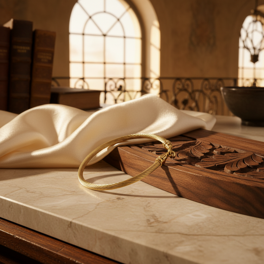 Bracciale rigido spirale acciaio inox color oro design moderno unisex