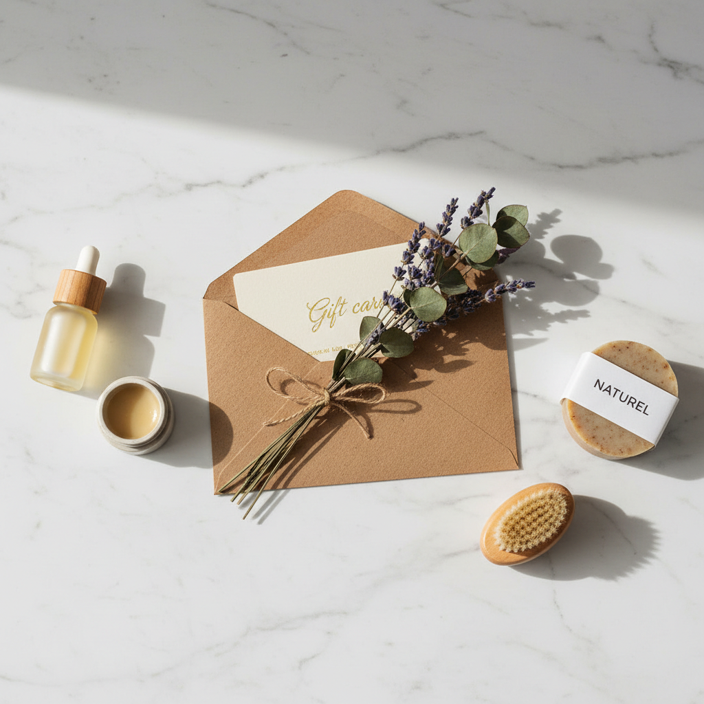 Buono regalo Arricreo gift card elegante eco-luxury, design minimalista botanico sostenibile