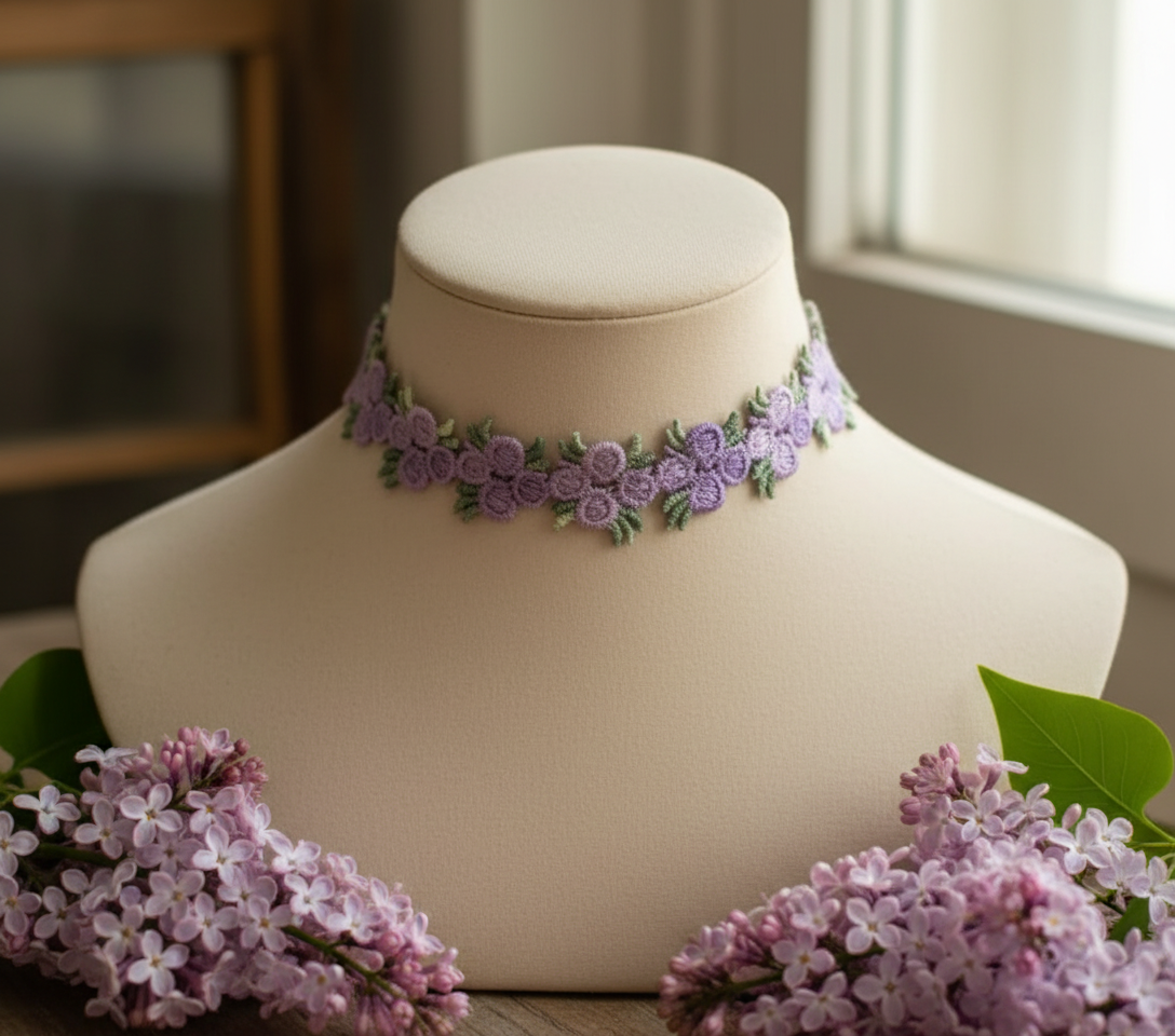 Collane girocollo in tessuto ricamato