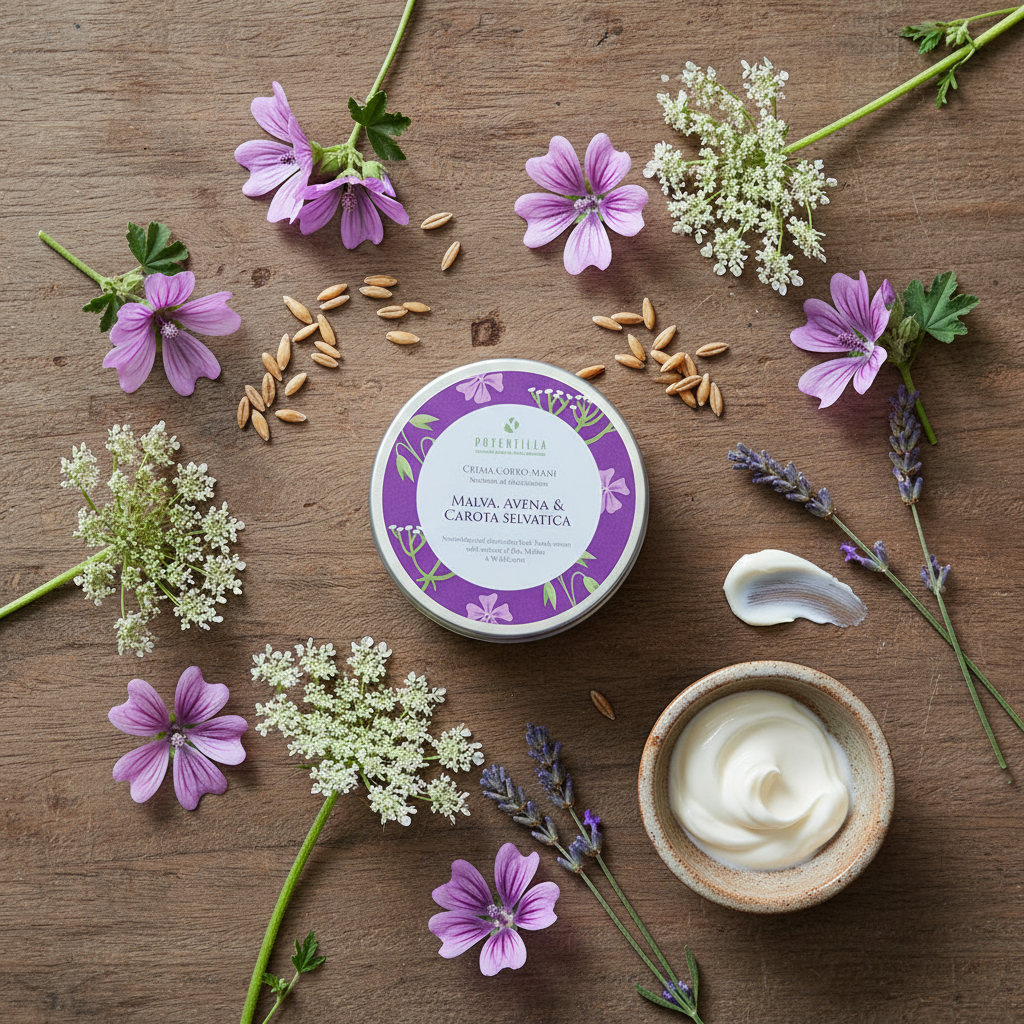 Crema corpo mani elasticizzante malva avena, riparatrice emolliente bio