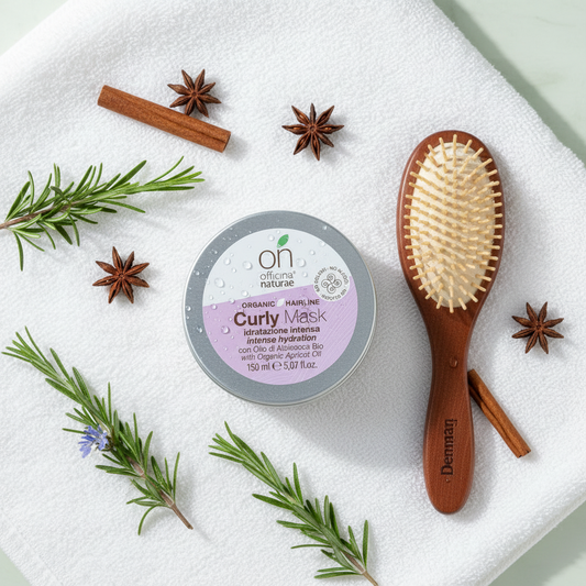 Barattolo maschera Curly Mask con etichetta viola e coperchio argento