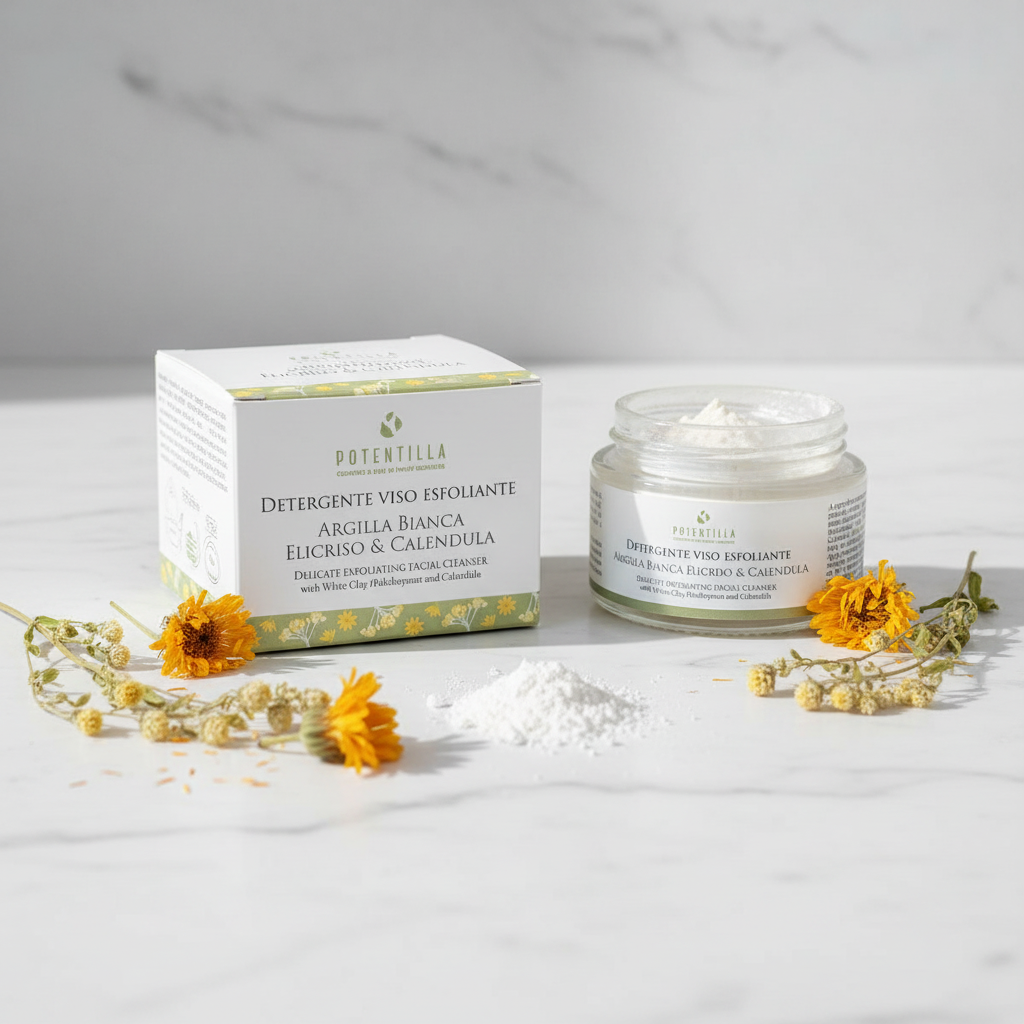Detergente Viso Esfoliante con Argilla Bianca, Elicriso e Calendula