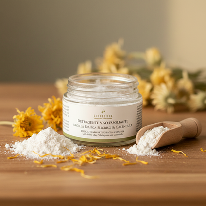 Detergente Viso Esfoliante con Argilla Bianca, Elicriso e Calendula