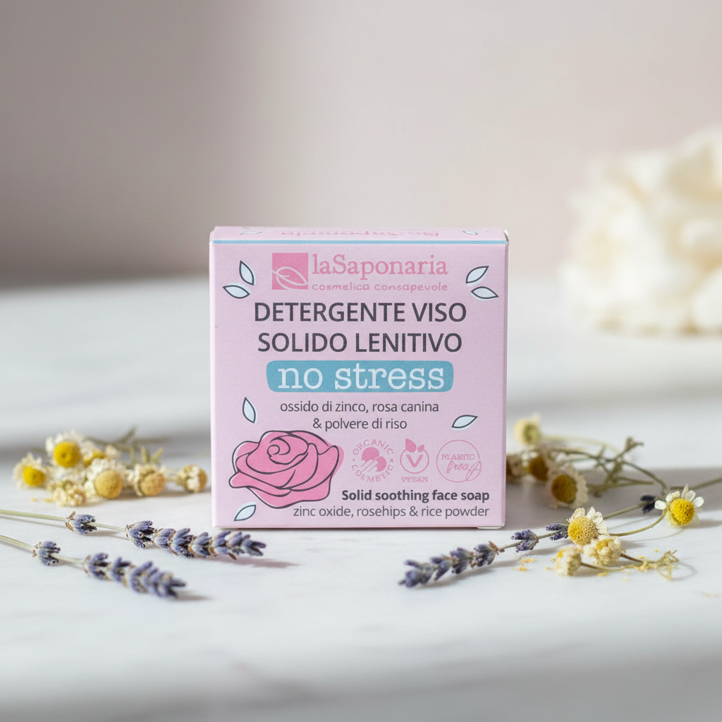Detergente viso No Stress delicato lenitivo, pelli sensibili naturale bio