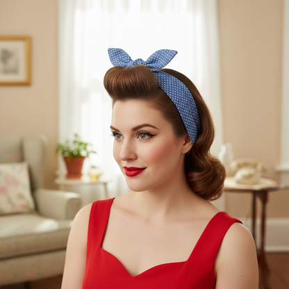 Fascia Capelli Pin-Up in Cotone 100% - Stile Vintage Regolabile