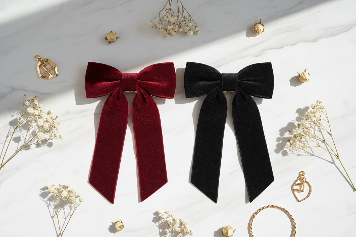 Fermaglio con fiocco di velluto