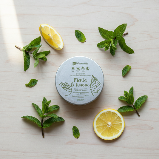 Crema mani naturale menta e limone Arricreo, texture cremosa idratante