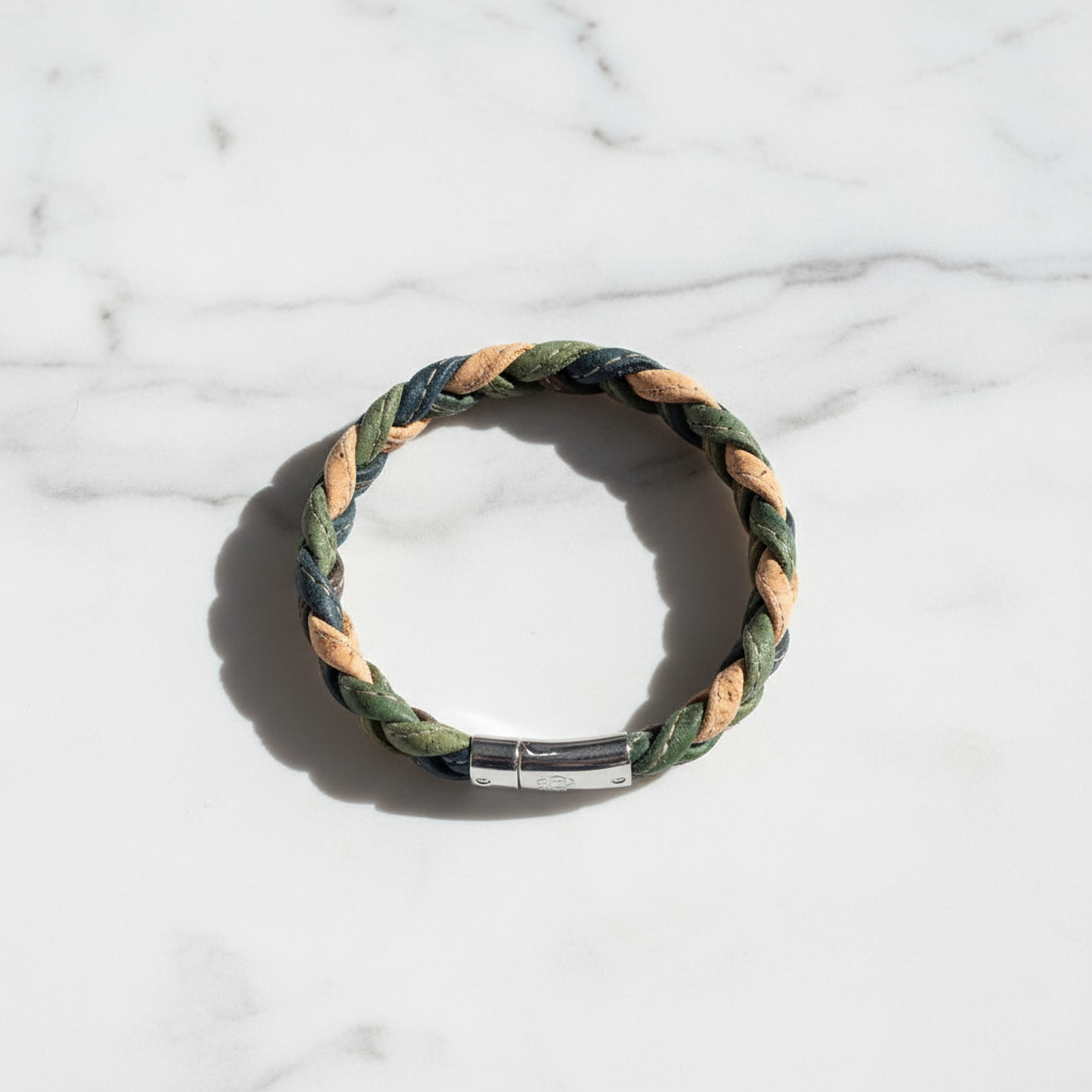 Bracciale Treccia in Sughero - 5 Combinazioni Colori