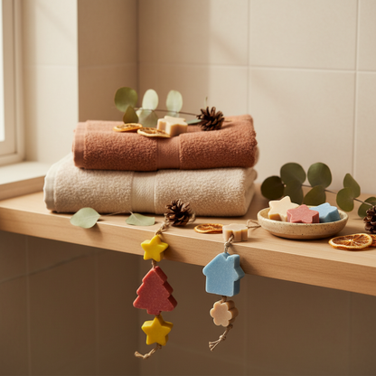 Ghirlanda sapone decorativa profumata olio oliva sandalo, natalizia plastic-free