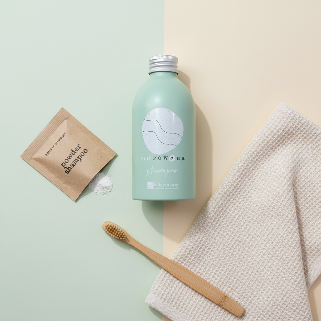Dispenser alluminio ricaricabile shampoo polvere, zero waste eco-friendly