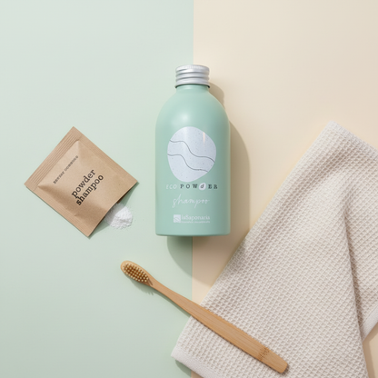 Dispenser alluminio ricaricabile shampoo polvere, zero waste eco-friendly