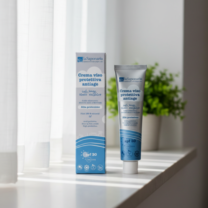 Crema Viso Anti-Age SPF 30 su davanzale