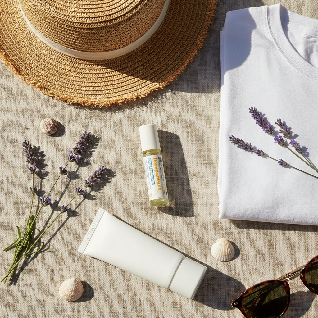 Dopopuntura roll-on lifestyle flat lay estate