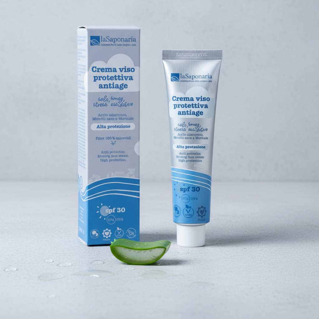 Crema Viso Anti-Age SPF 30 su cemento con aloe