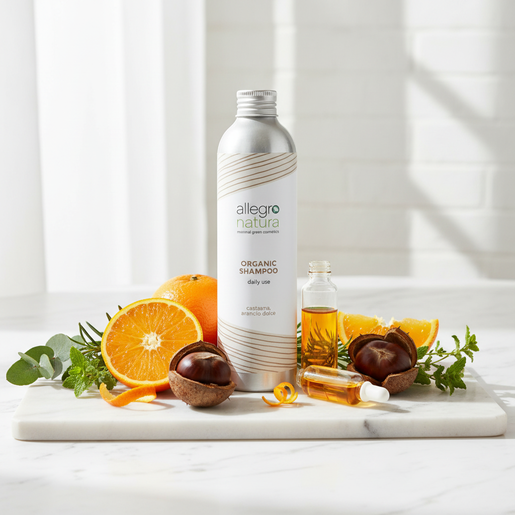 Shampoo lavaggi frequenti biologico castagna arancio dolce, delicato uso quotidiano