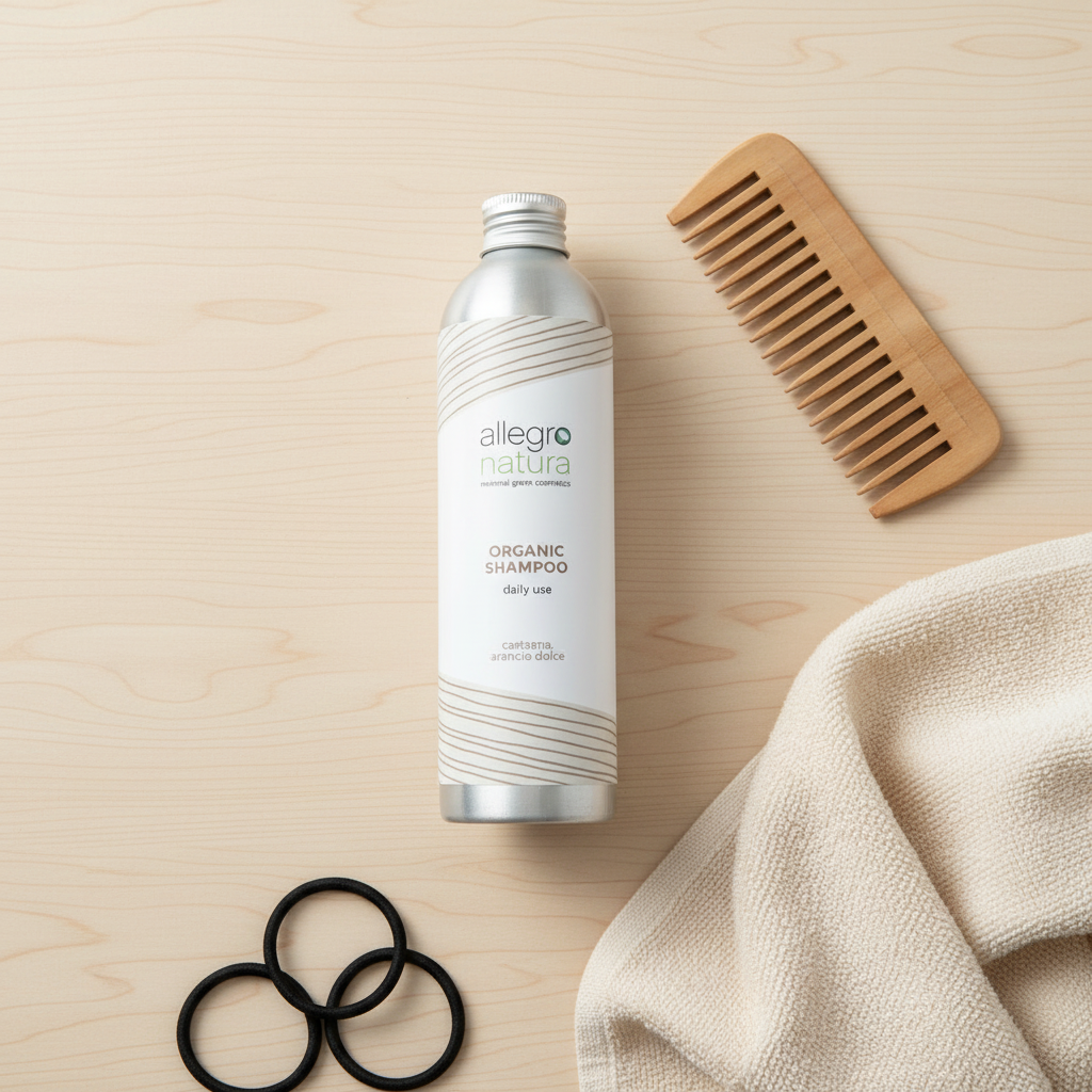 Shampoo lavaggi frequenti flat lay routine