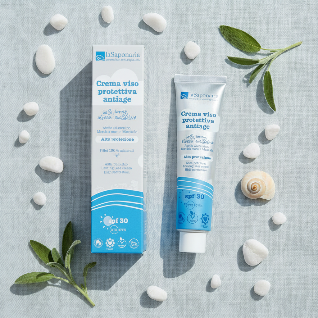 Crema Viso Anti-Age SPF 30 flat lay mare