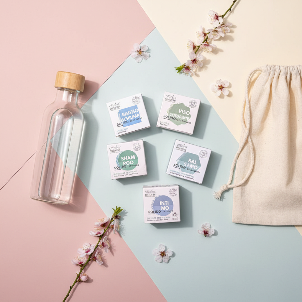 Kit viaggio prodotti solidi formato prova 15g, zero waste pratico