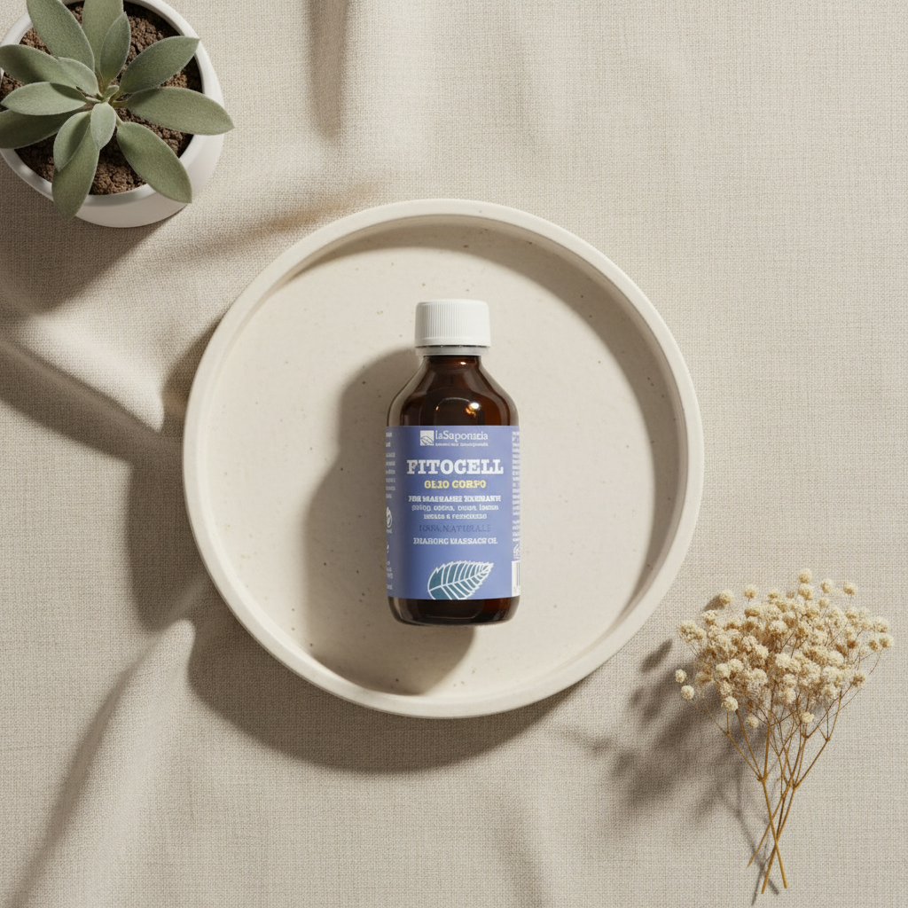 Olio massaggio anticellulite Fitocell, ginkgo edera rusco drenante naturale
