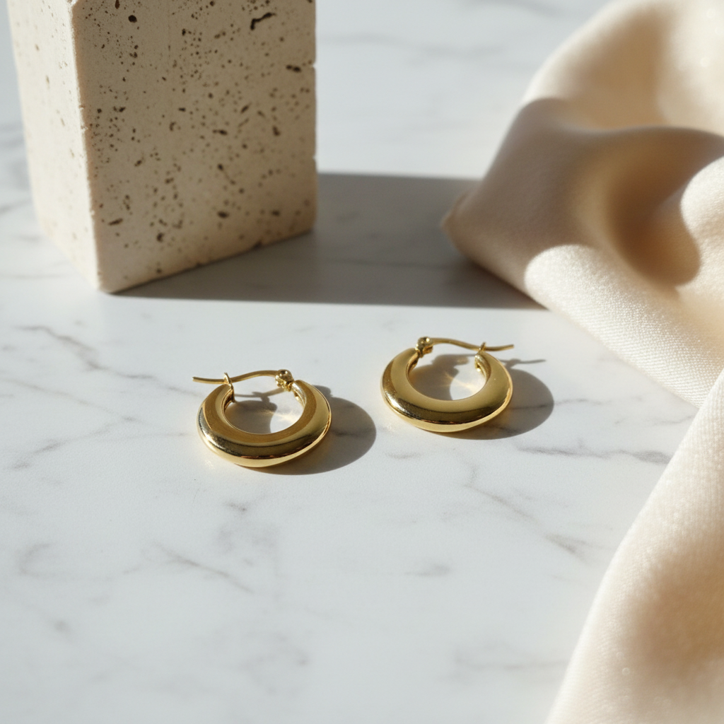 Orecchini dorati acciaio inox ipoallergenici gioielli artigianali made in Italy
