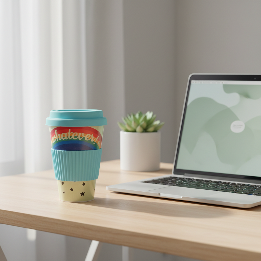 Tazza Riutilizzabile in Fibra di Bambù e Silicone