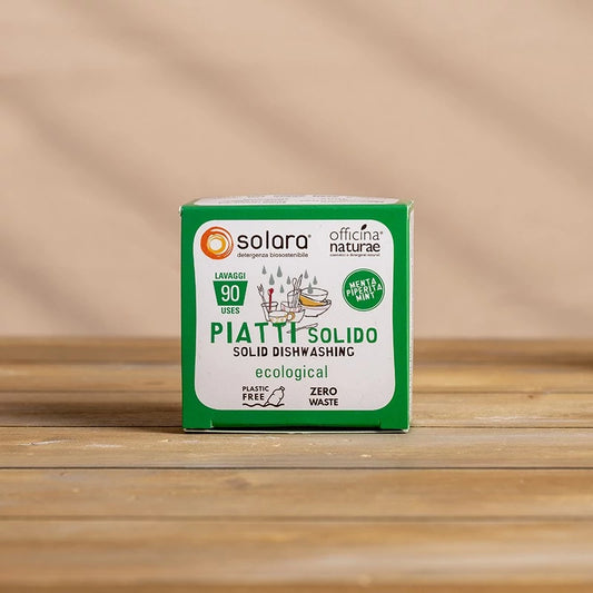Sapone solido per piatti ecologico, confezione verde, profumo menta piperita