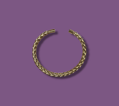 Bracciale Rigido Intrecciato Acciaio Inox Oro Unisex